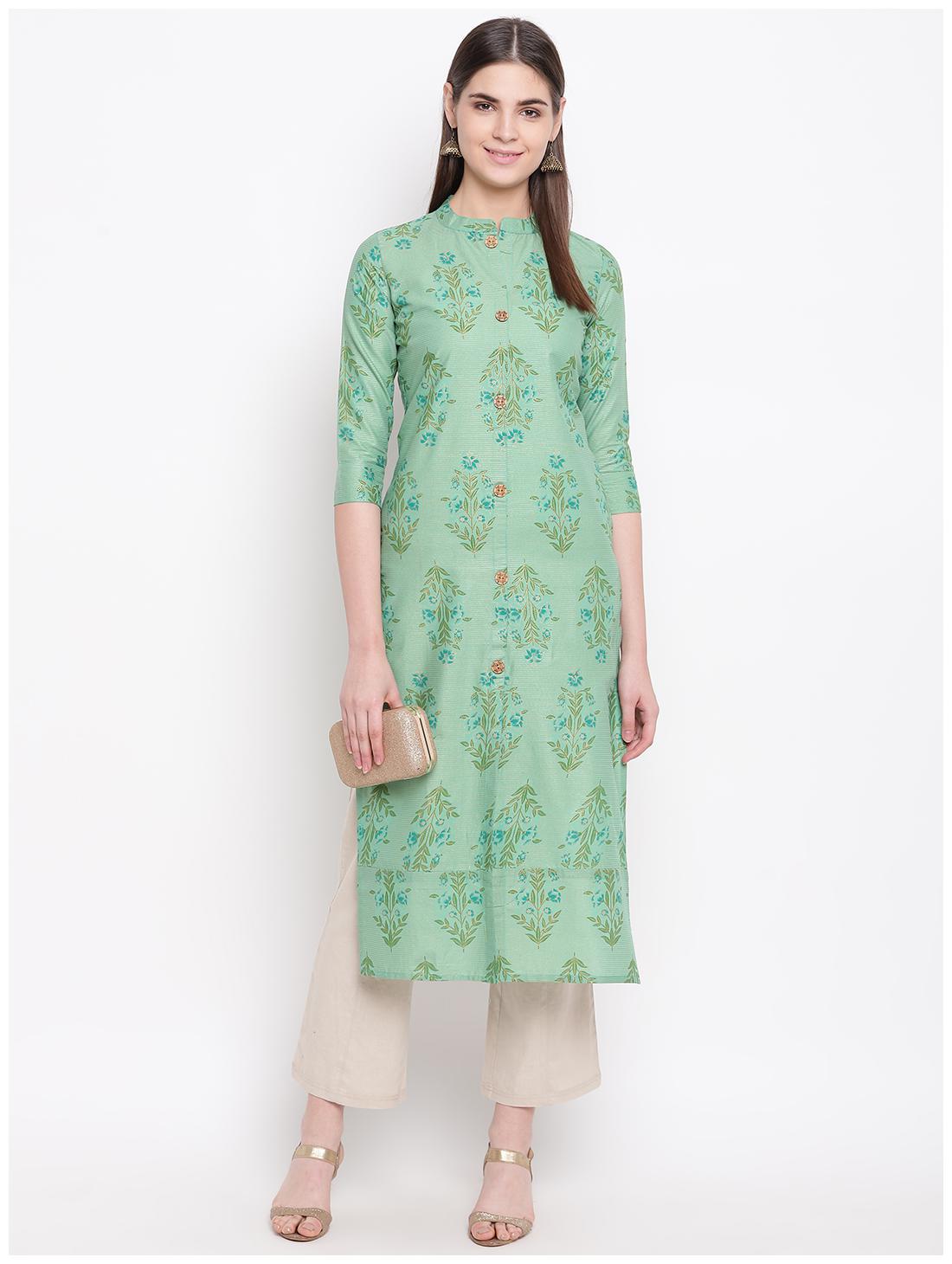 

Stylum Women Green Floral Straight Kurta