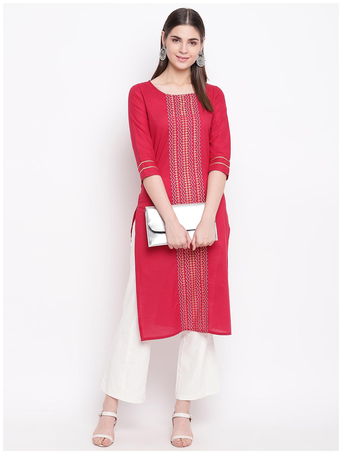 

Stylum Women Red Geometric Straight Kurta