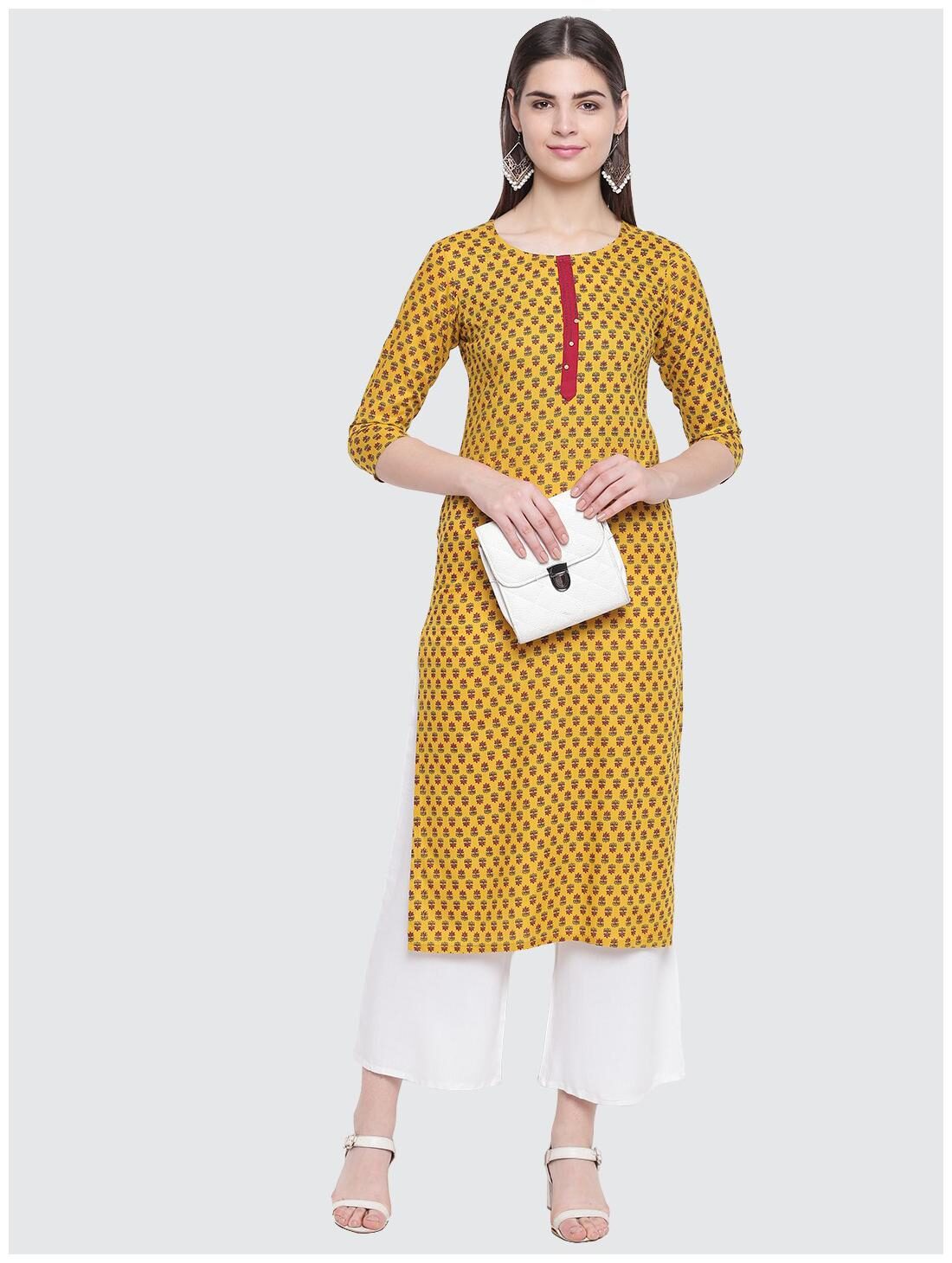

Stylum Women Yellow Floral Straight Kurta