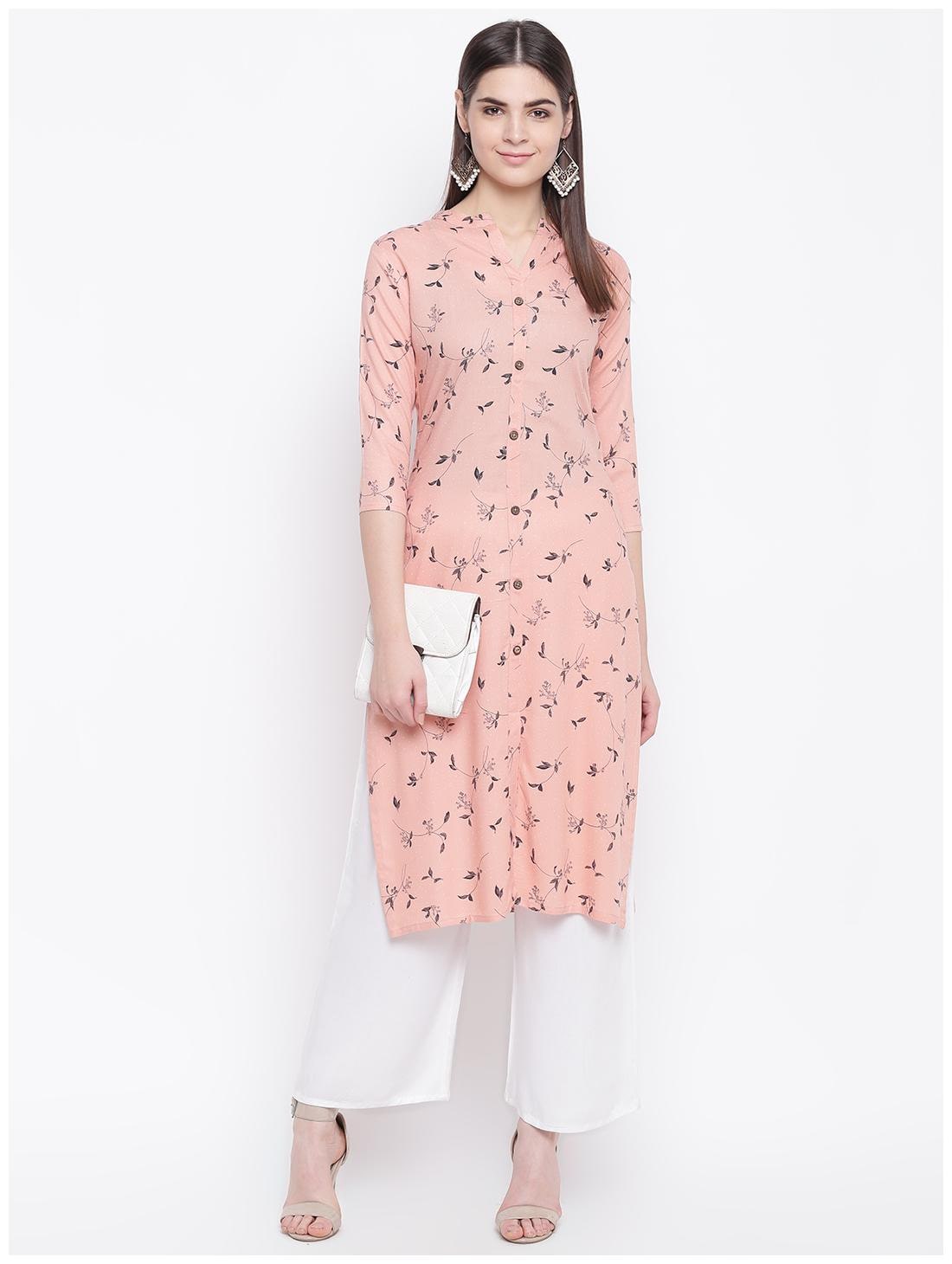 

Stylum Women Peach Floral Straight Kurta