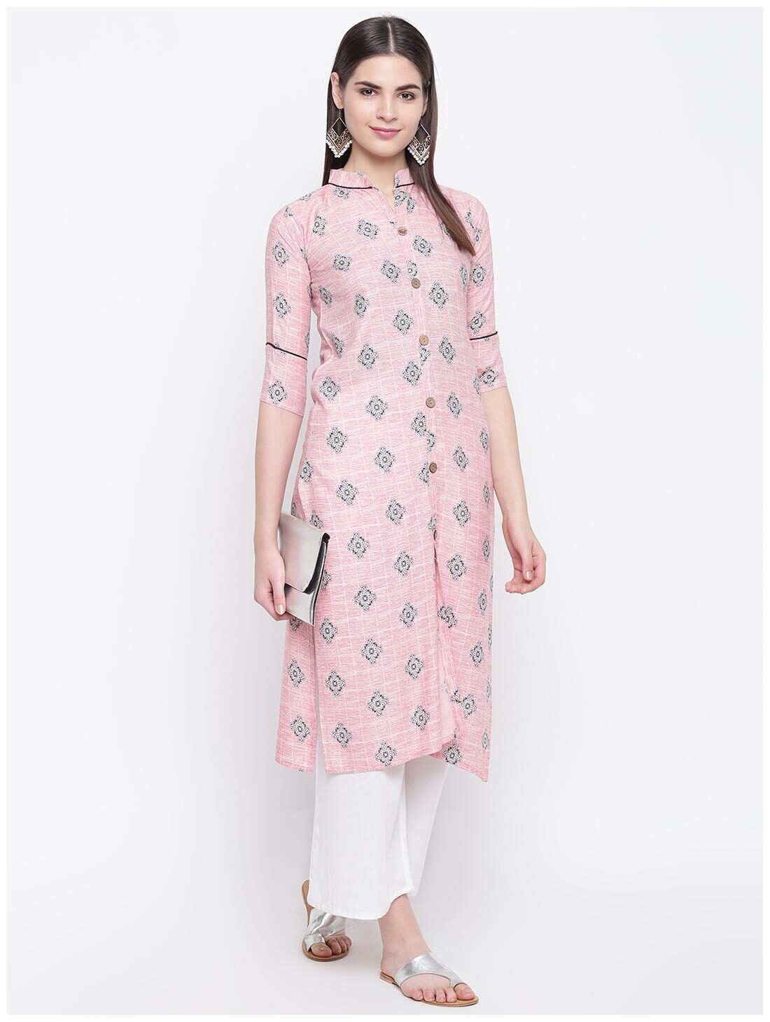 

Stylum Women Peach Printed Straight Kurta