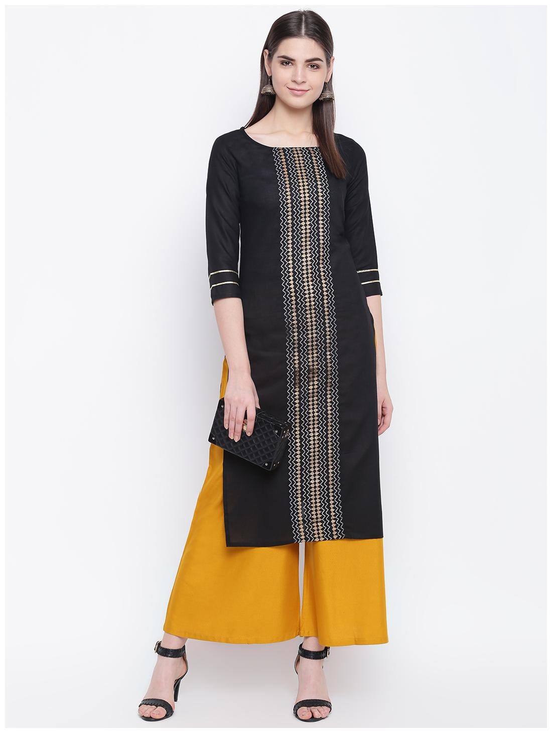 

Stylum Women Black Printed Straight Kurta