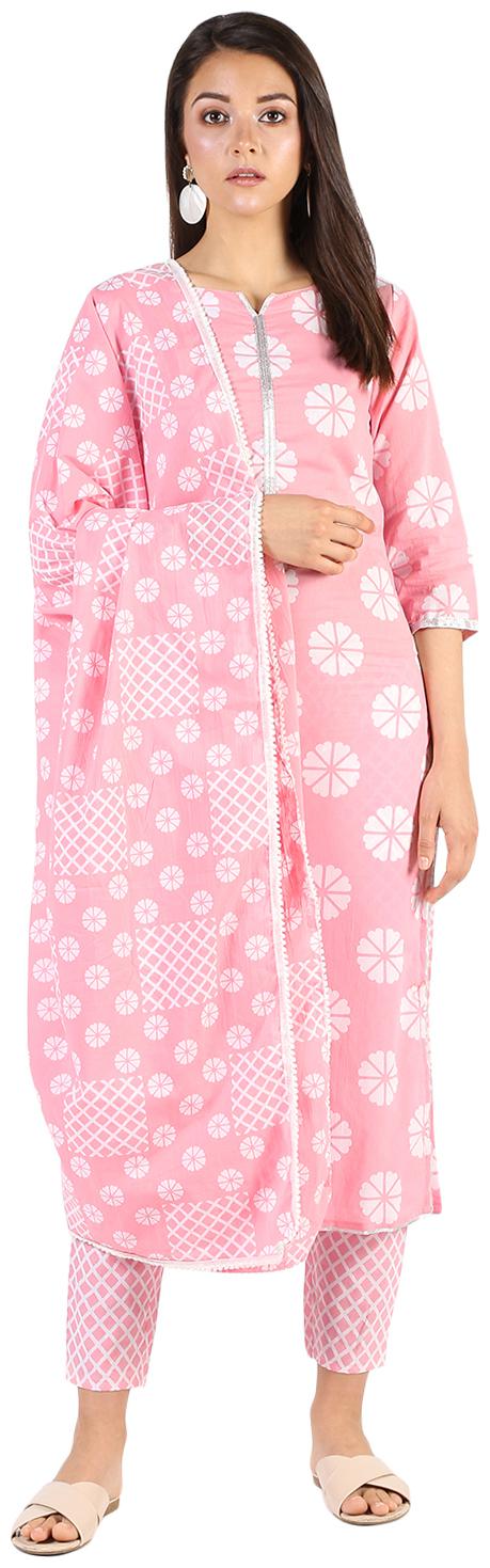 

Stylum Cotton Printed Pink Suit Set