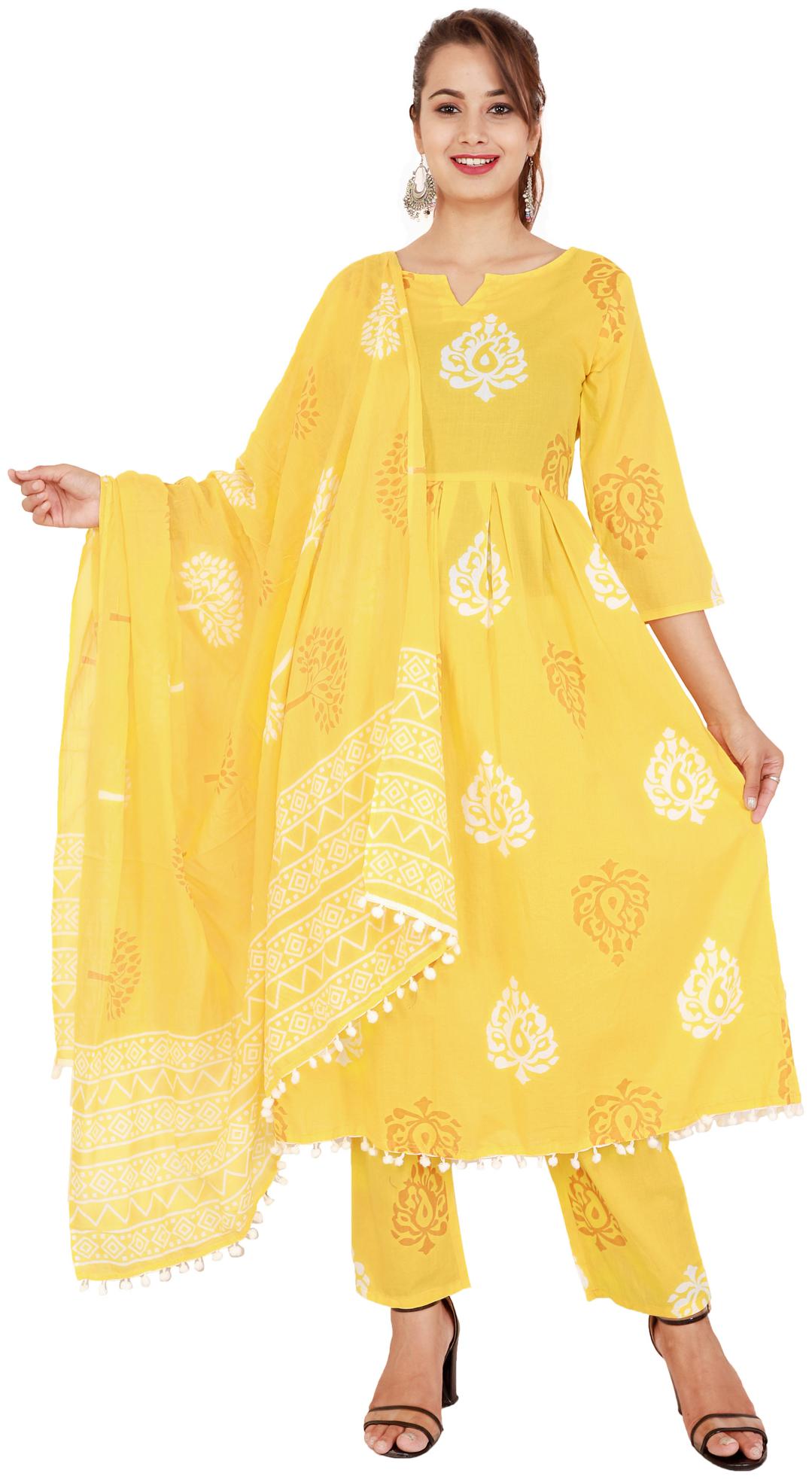 

Stylum Cotton Floral Yellow Suit Set