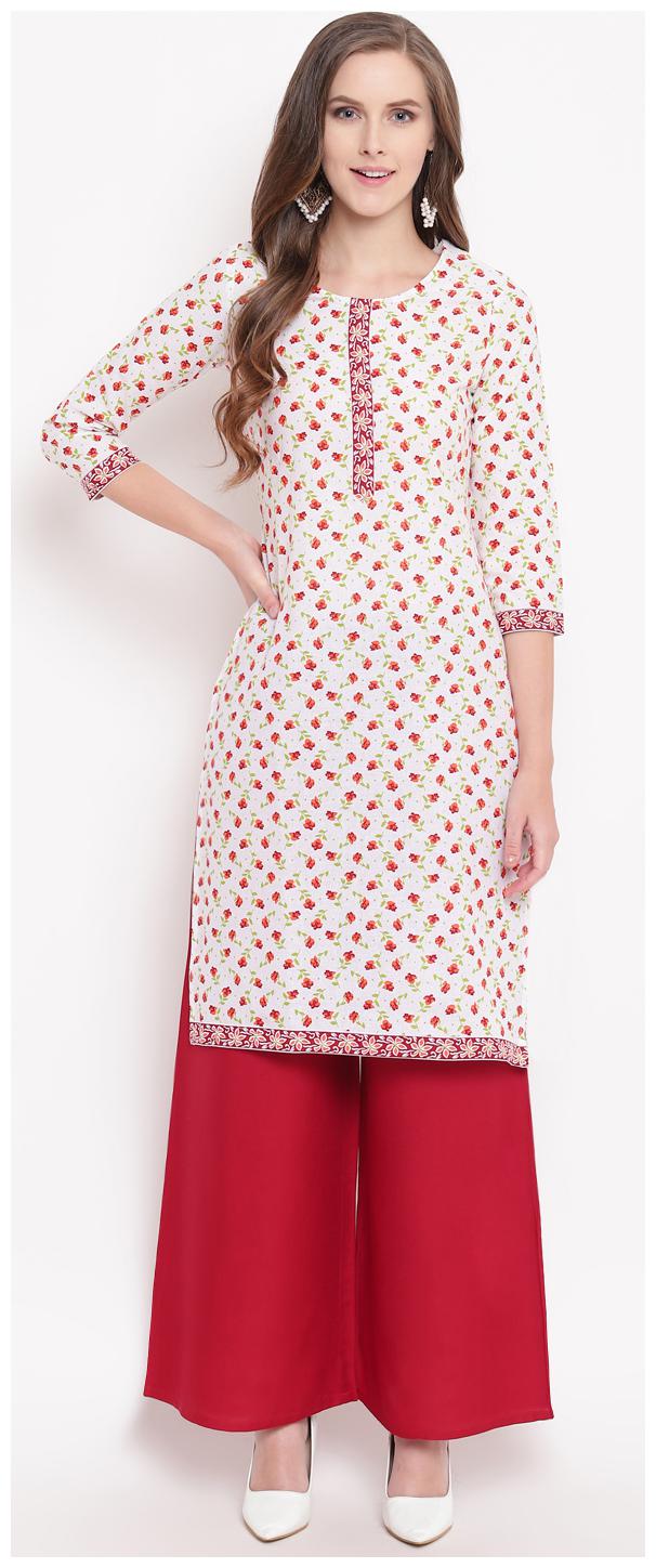 

Stylum Cotton Floral Kurta With Palazzo Beige