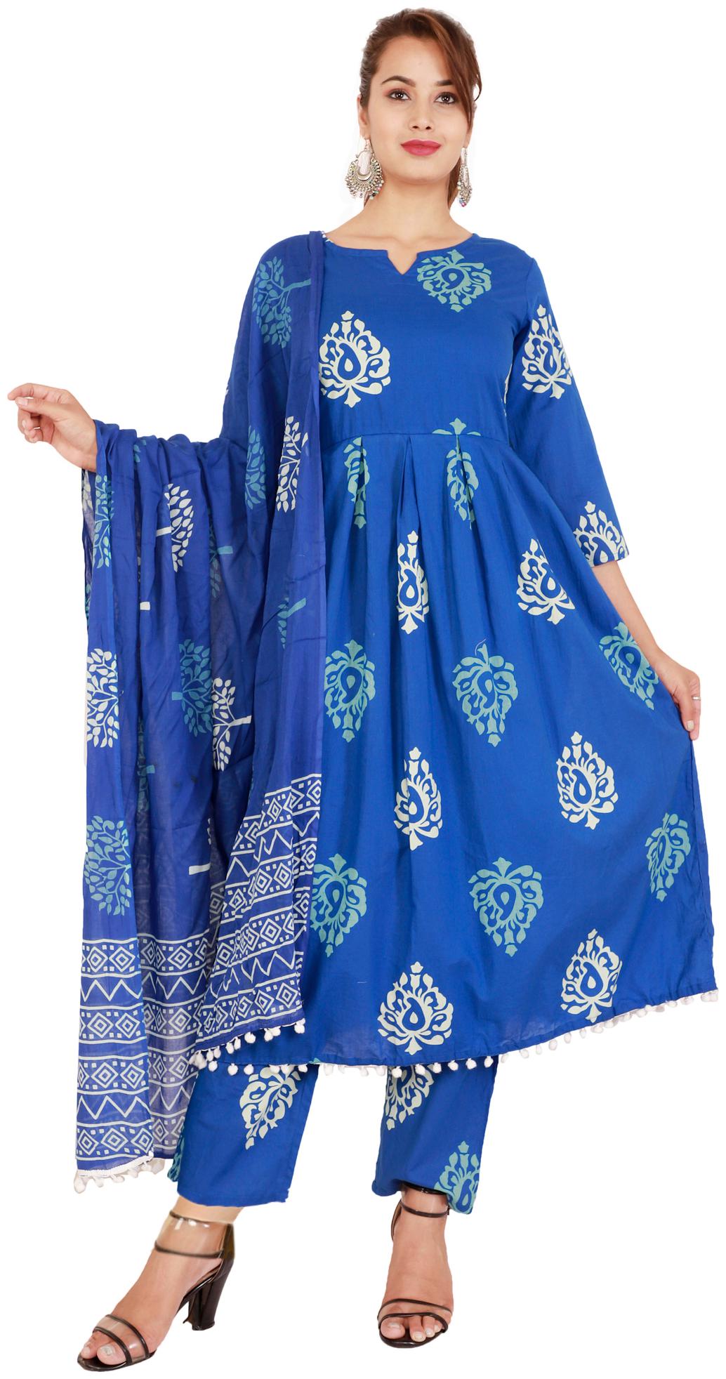 

Stylum Cotton Floral Blue Suit Set