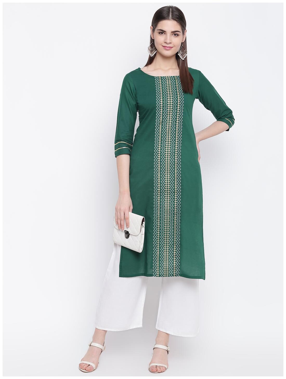 

Stylum Women Green Geometric Straight Kurta