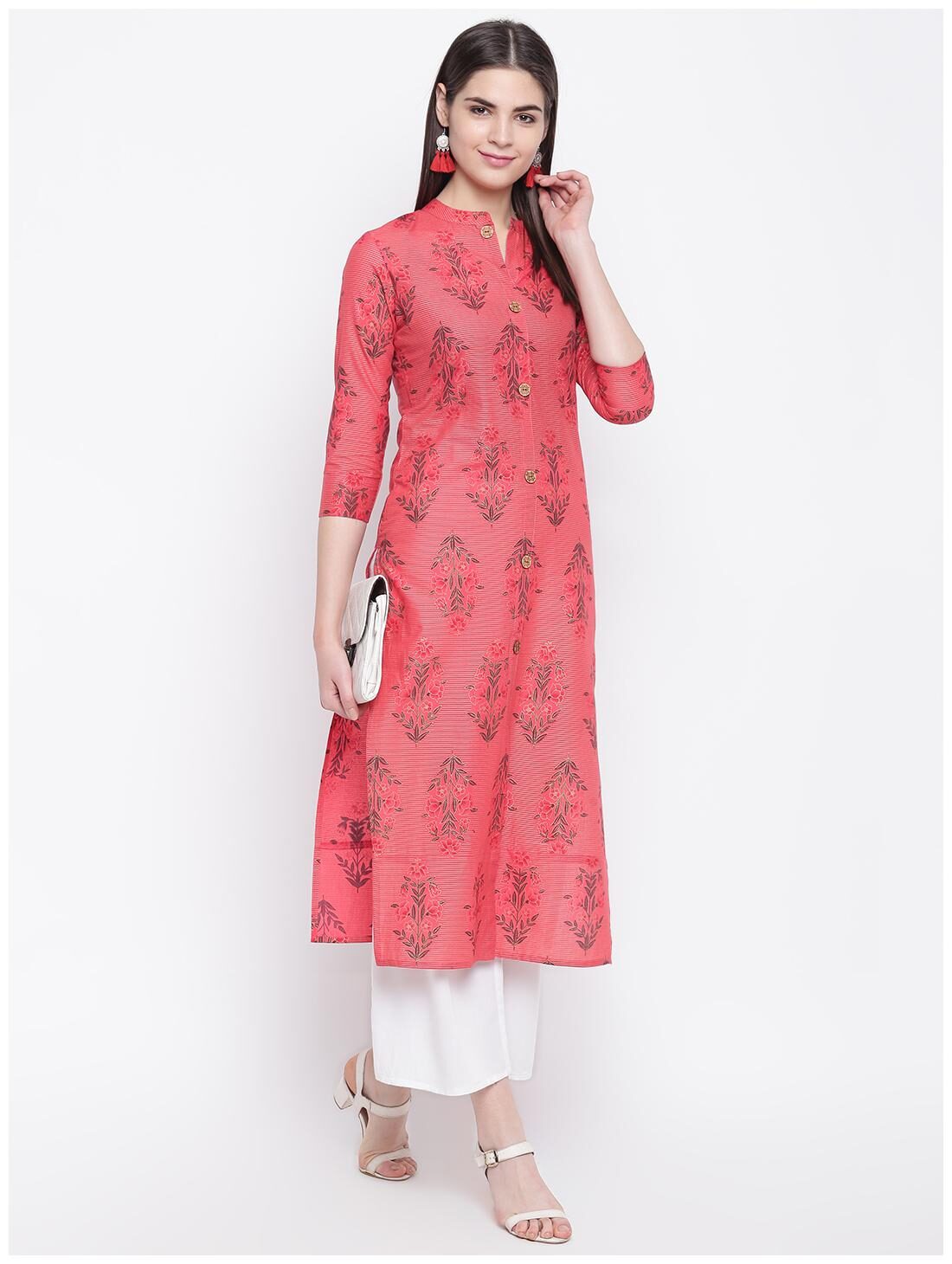 

Stylum Women Pink Floral Straight Kurta