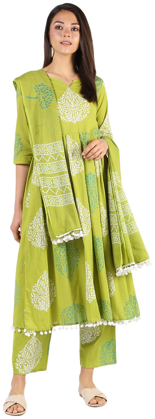 

Stylum Cotton Floral Green Suit Set