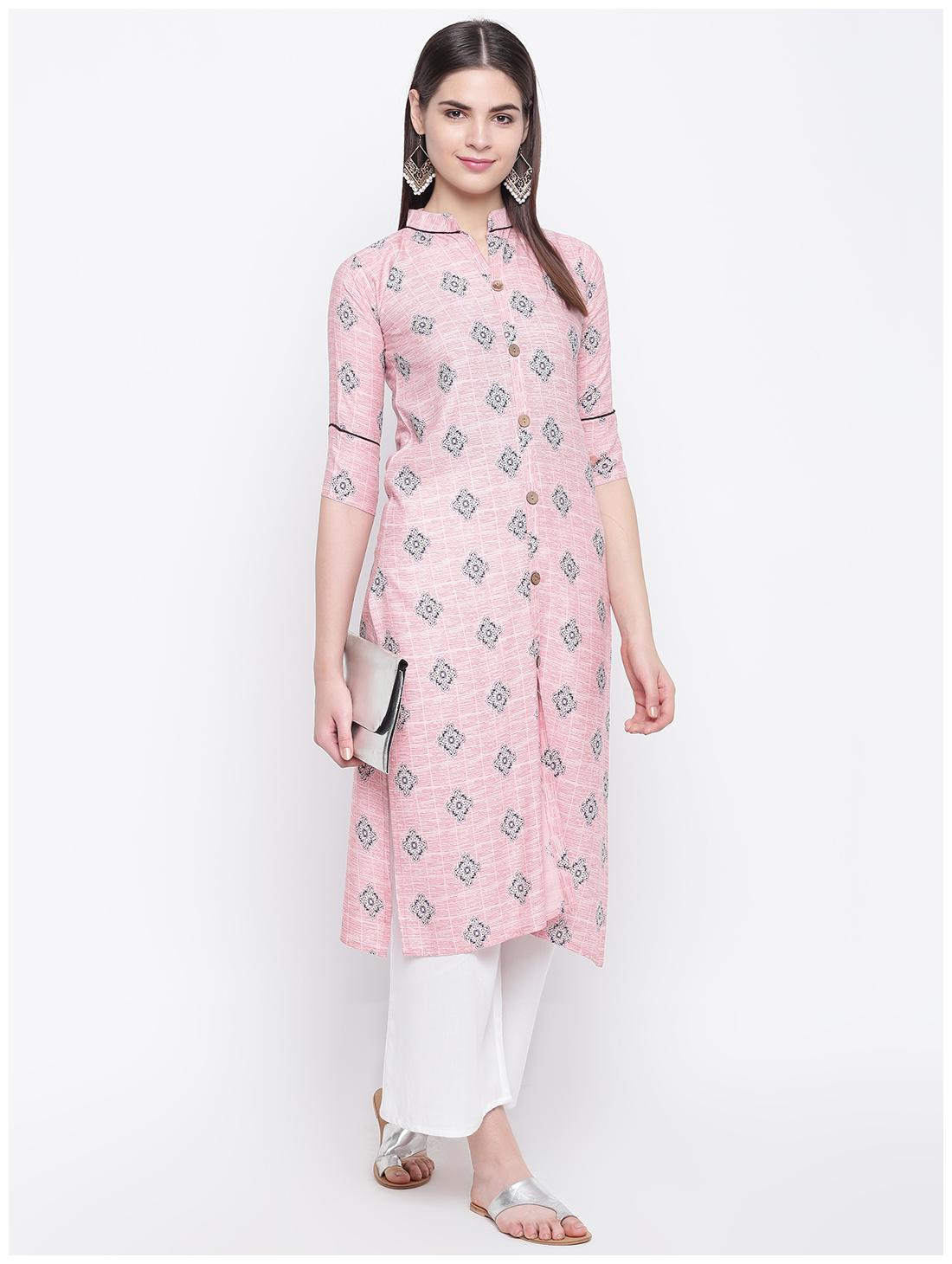 

Stylum Women Peach Printed Straight Kurta