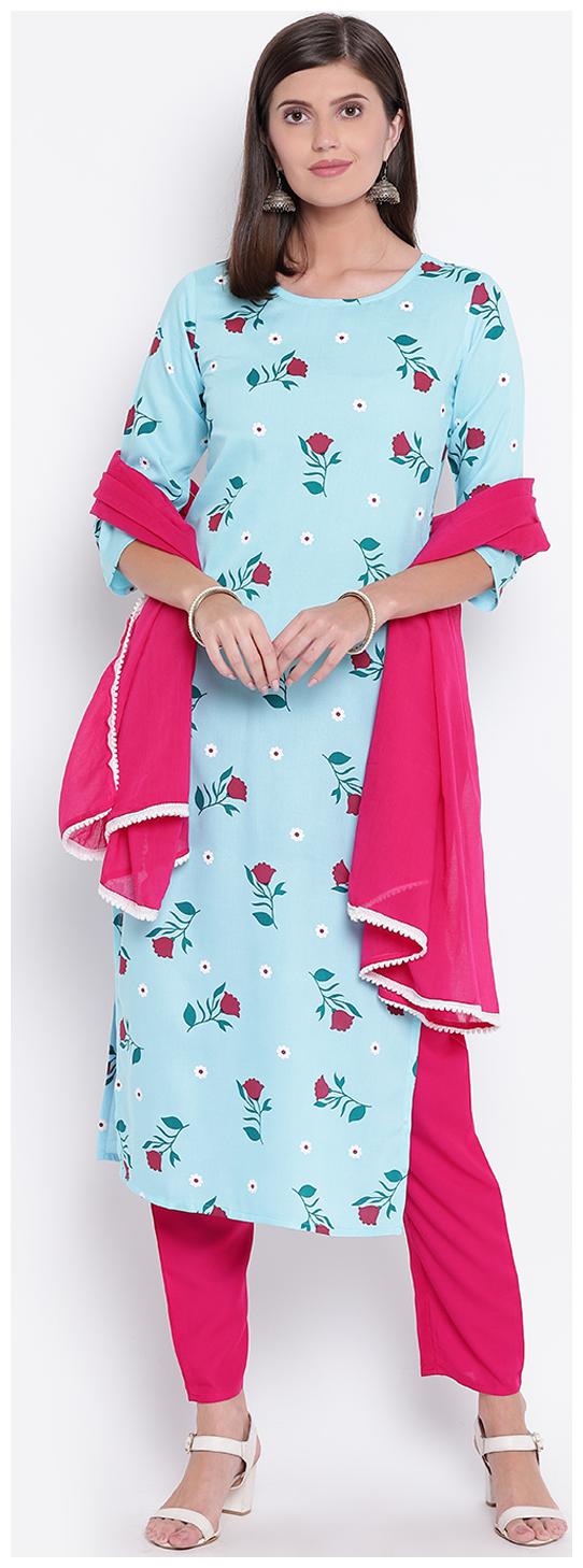 

Stylum Rayon Floral Blue Suit Set