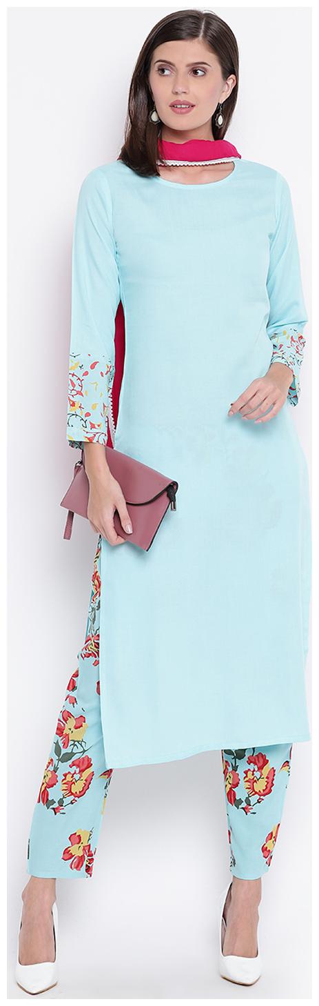 

Stylum Rayon Solid Blue Suit Set