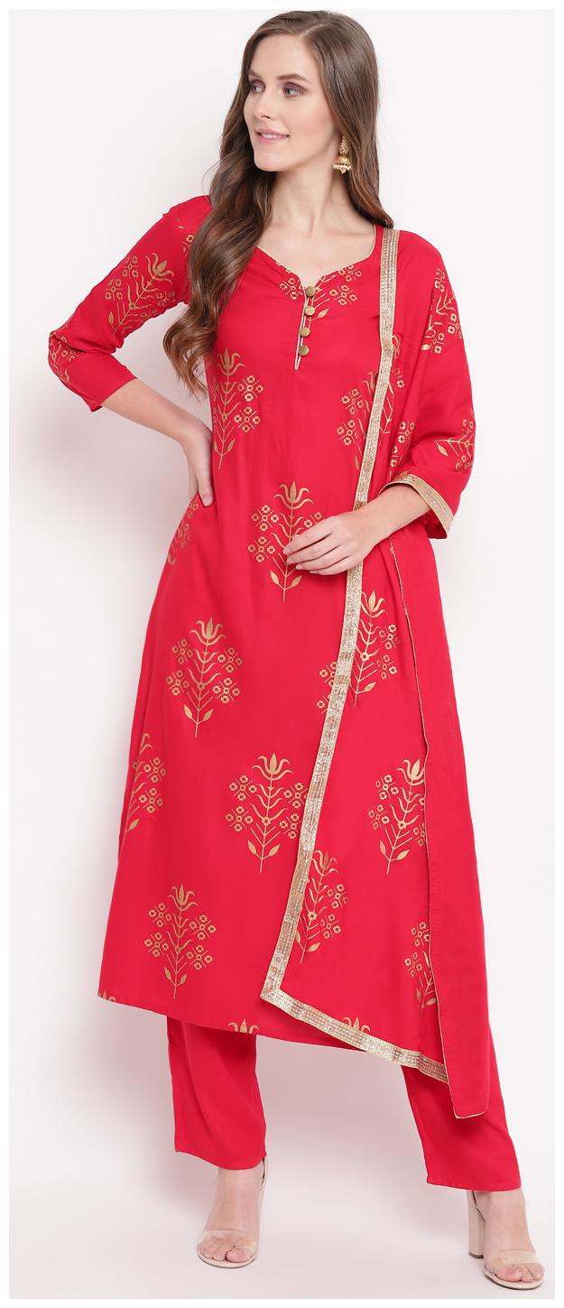 

Stylum Rayon Printed Suit Set Red
