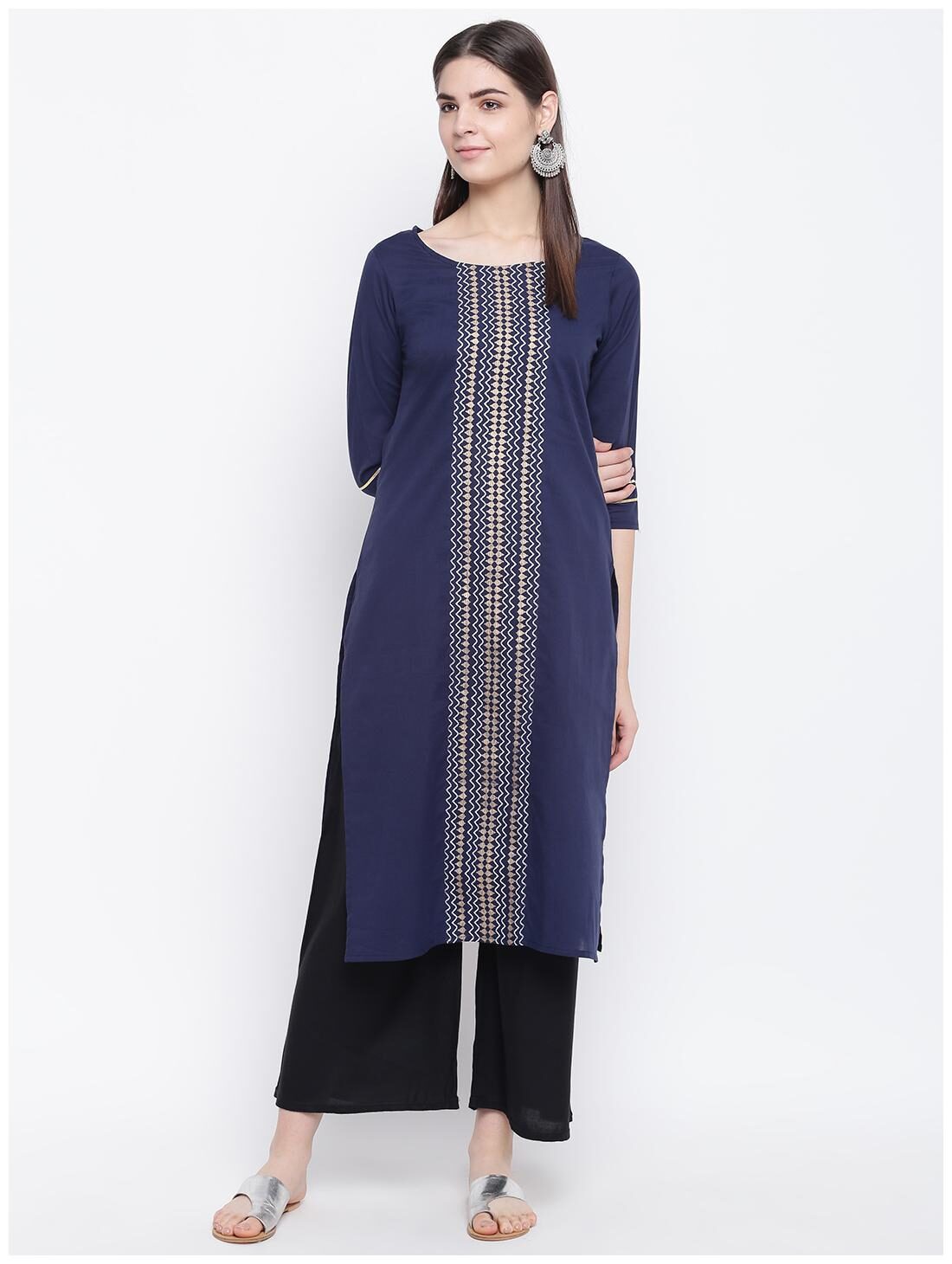 

Stylum Women Blue Geometric Straight Kurta