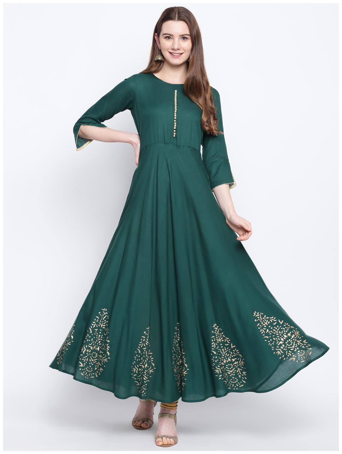 

Stylum Women Green Ethnic Motifs Fit and Flare Kurta