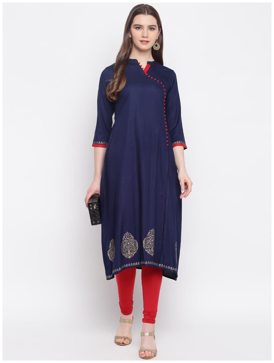 

Stylum Women Rayon Ethnic Motifs Kurta Navy Blue