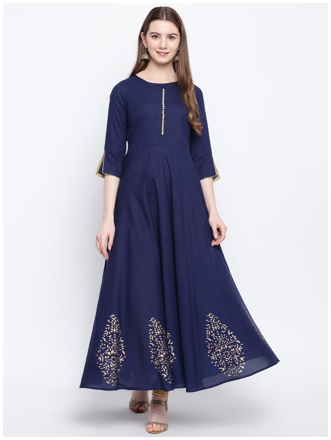 

Stylum Women Navy Blue Ethnic Motifs Fit and Flare Kurta
