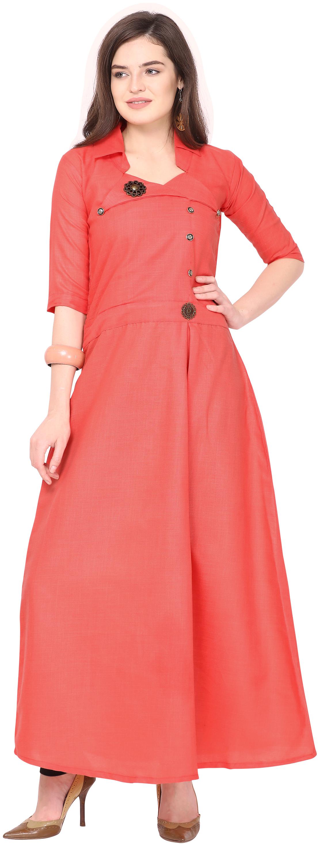 

SUALI Women Pink Solid Fit and Flare Kurta