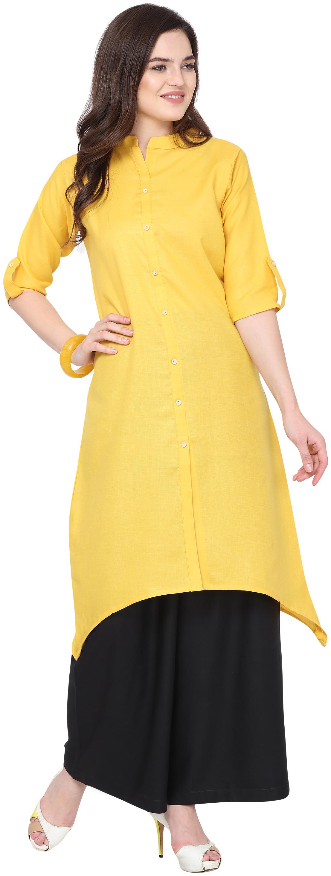 

SUALI Women Yellow Solid Assymetrical Kurta
