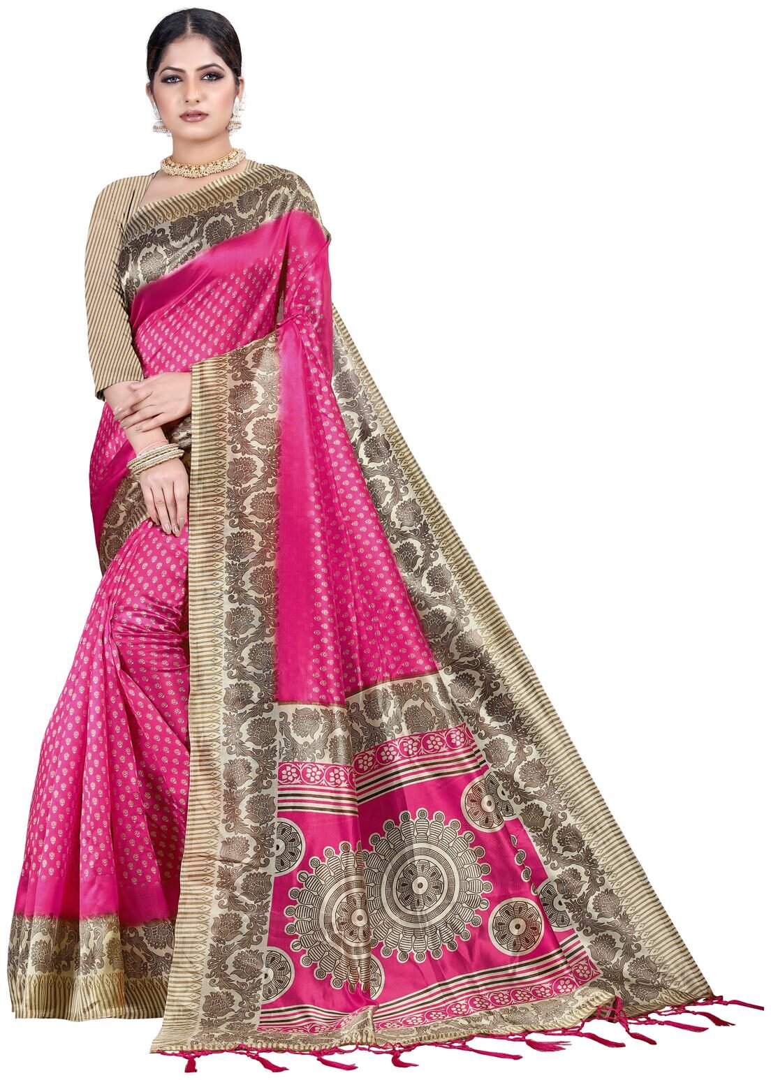

Sugathari Designer Saree Artificial Silk Pink