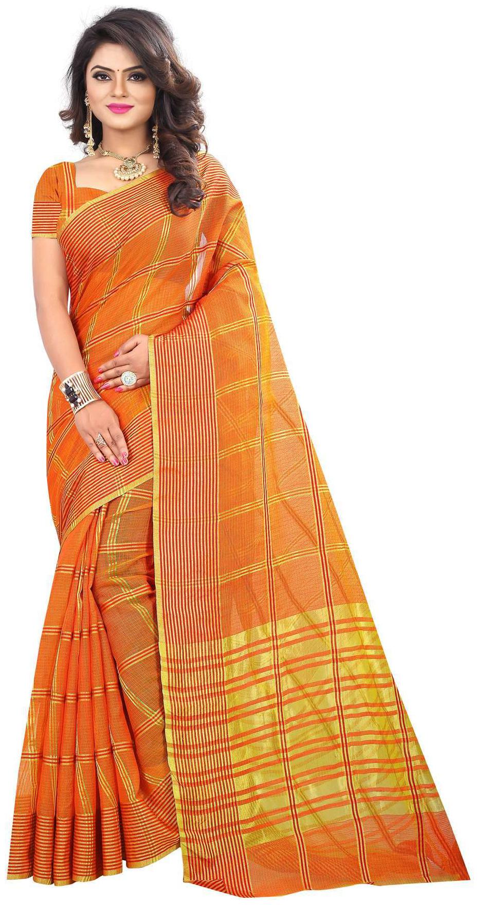 

Sugathari Orange Manipuri Woven Saree