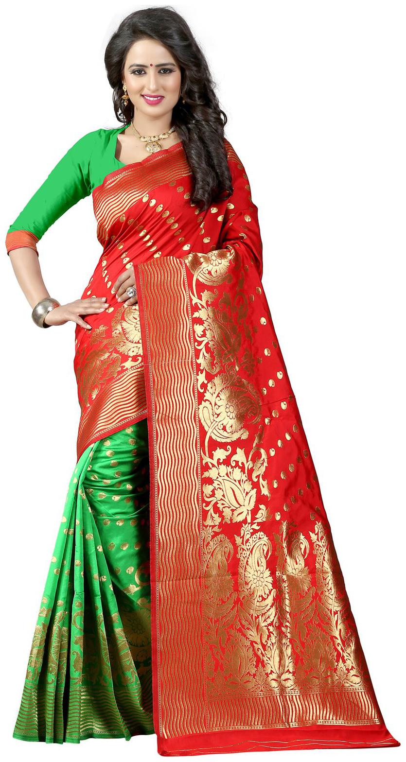 

Sugathari Red Color Self Design Jacquard Woven Work Saree