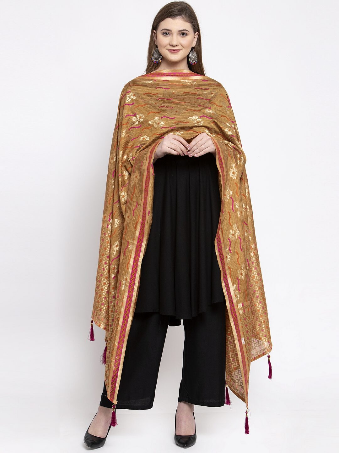 

Sugathari Women Jacquard Woven Brown Dupatta