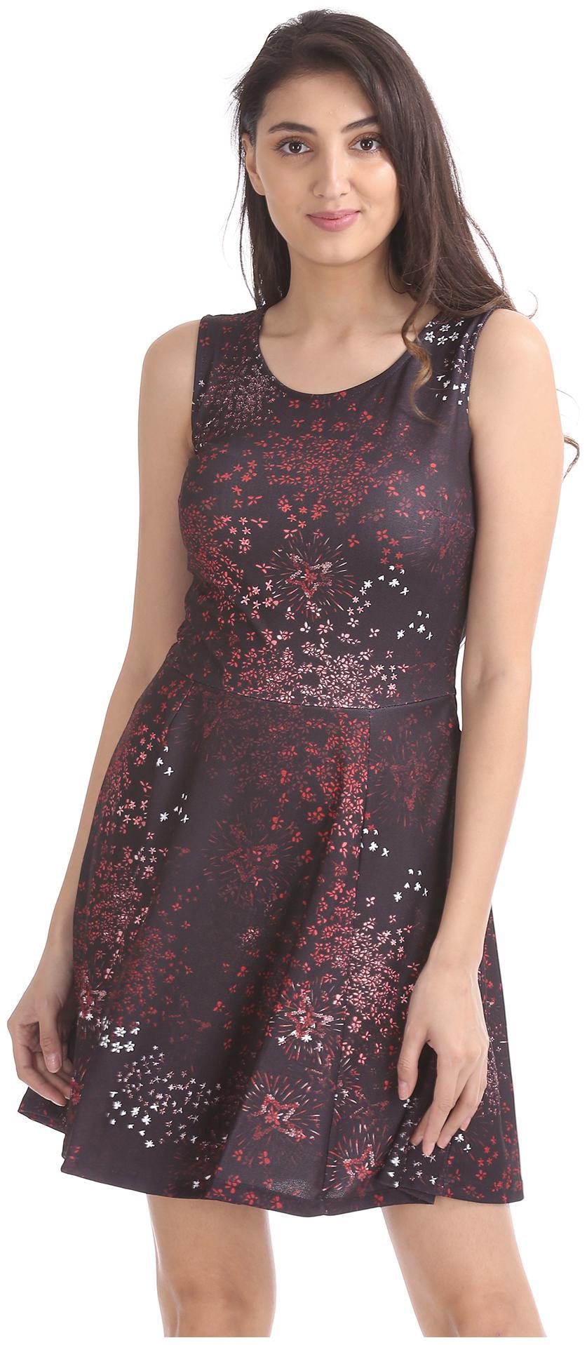 

SUGR Black Printed Fit flare dress