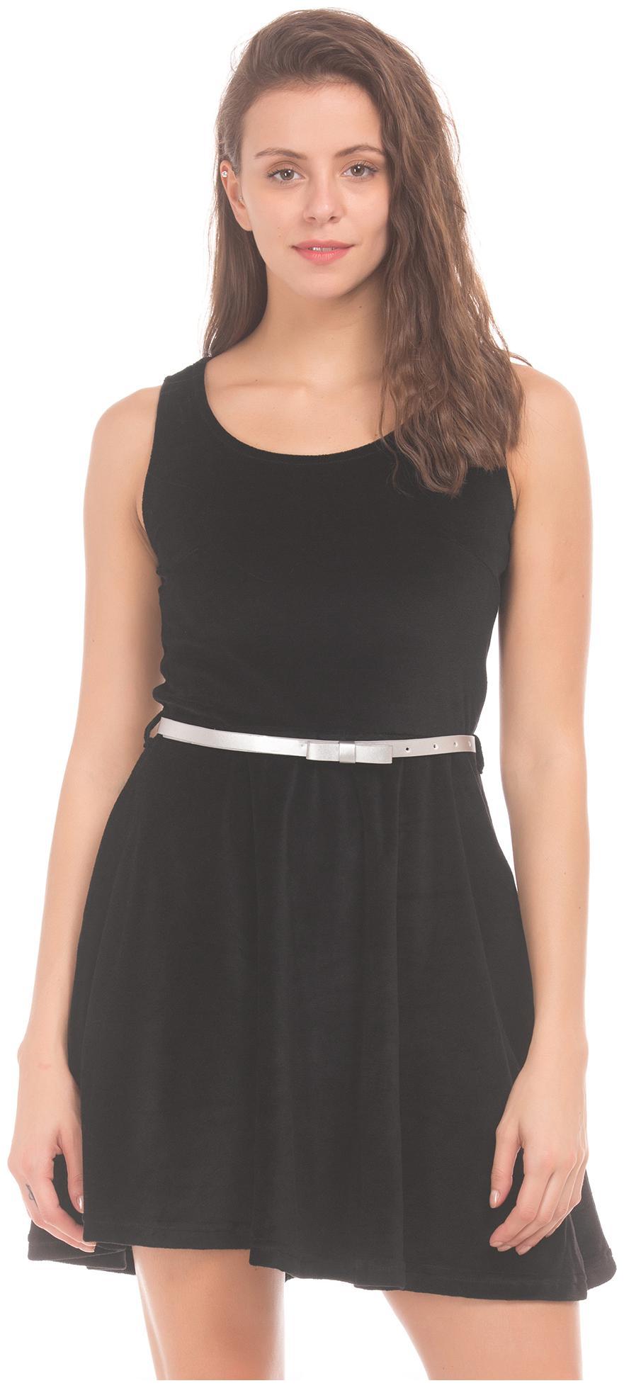 

SUGR Black Solid Fit flare dress