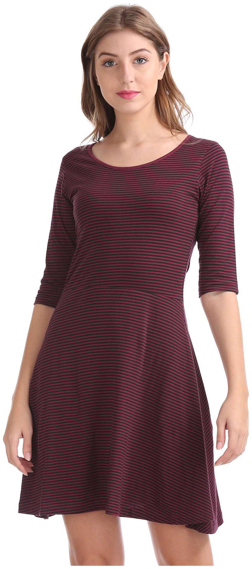 

SUGR Pink Striped Fit flare dress