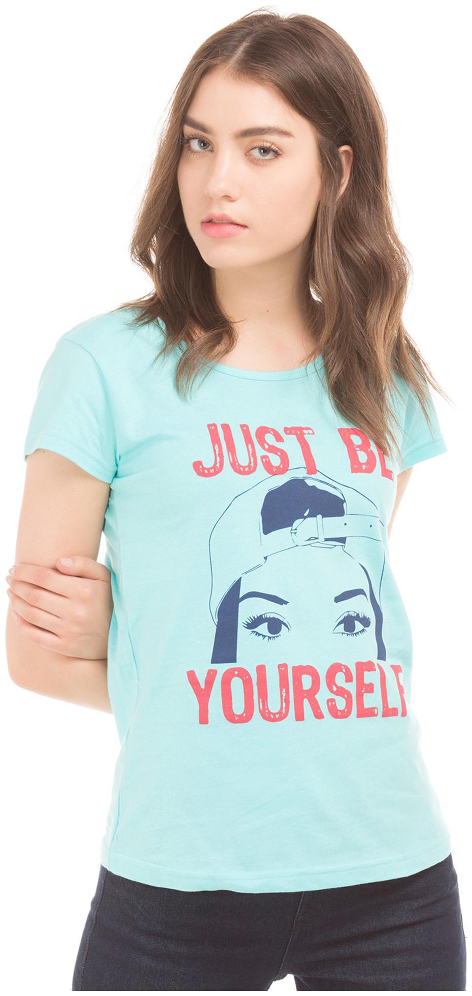 

SUGR Women Blue Regular fit Round neck Cotton T shirt