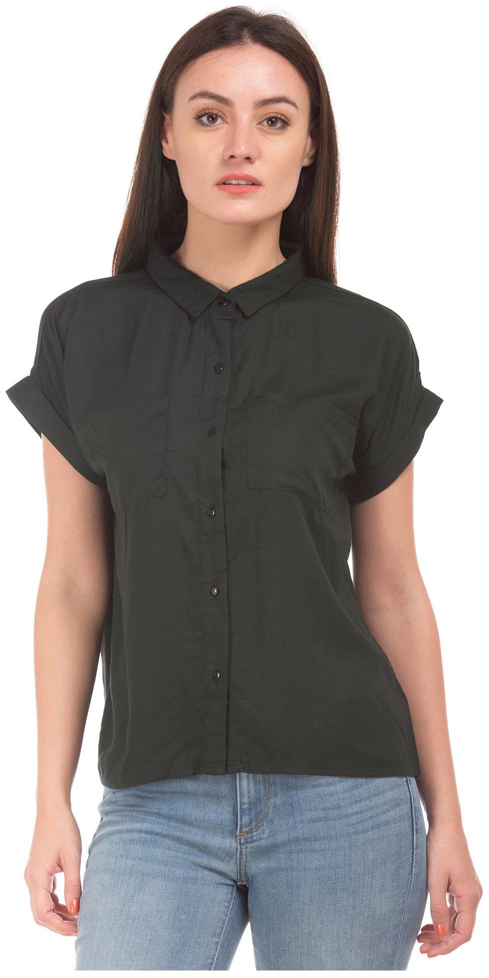 

SUGR Women Black Solid Regular Fit Shirt
