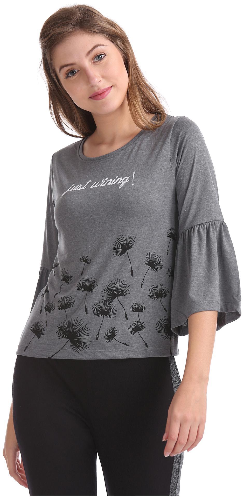 

SUGR Women Printed Regular top - Grey