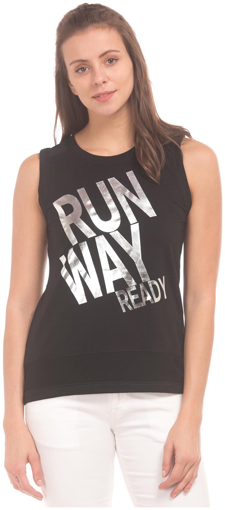 

SUGR Women Printed Regular top - Black