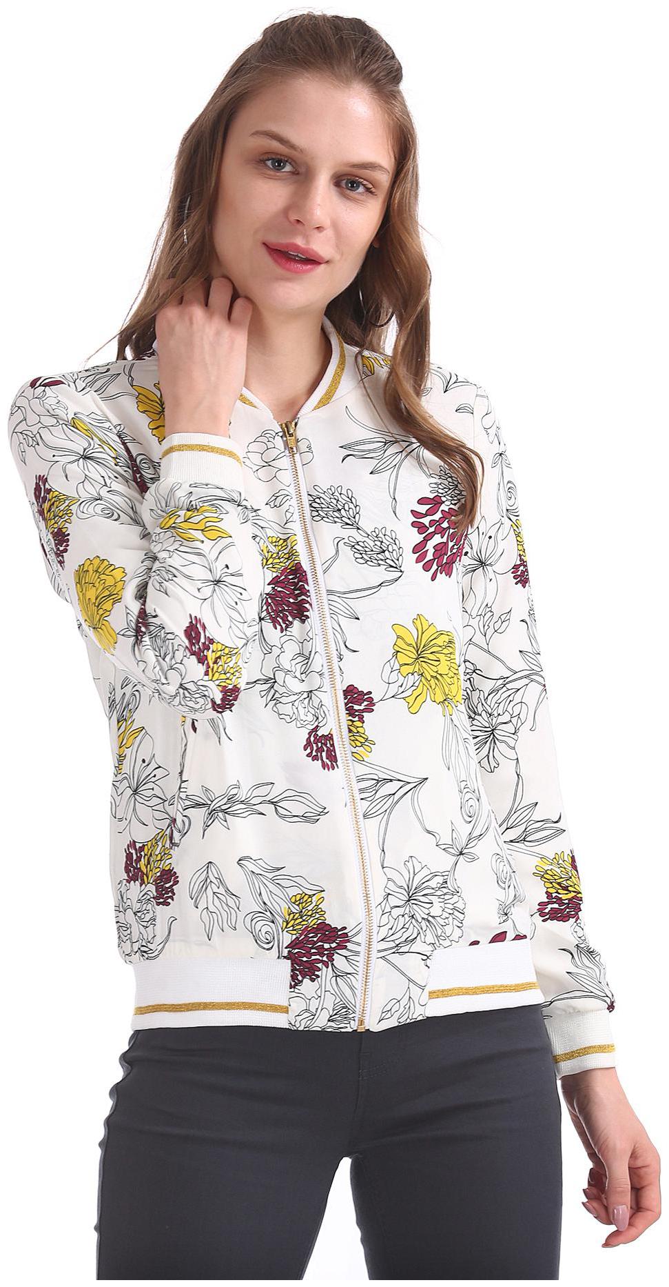 

SUGR Women Printed Bomber Jacket - White