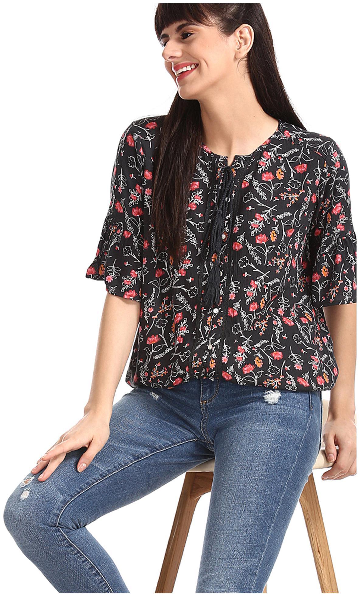 

SUGR Women Printed Regular top - Grey