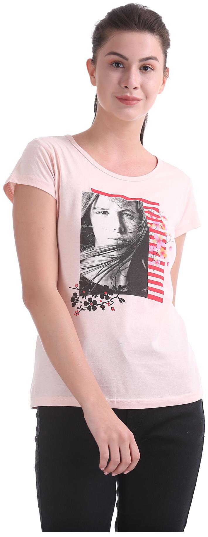 

SUGR Women Pink Regular fit Round neck Cotton T shirt