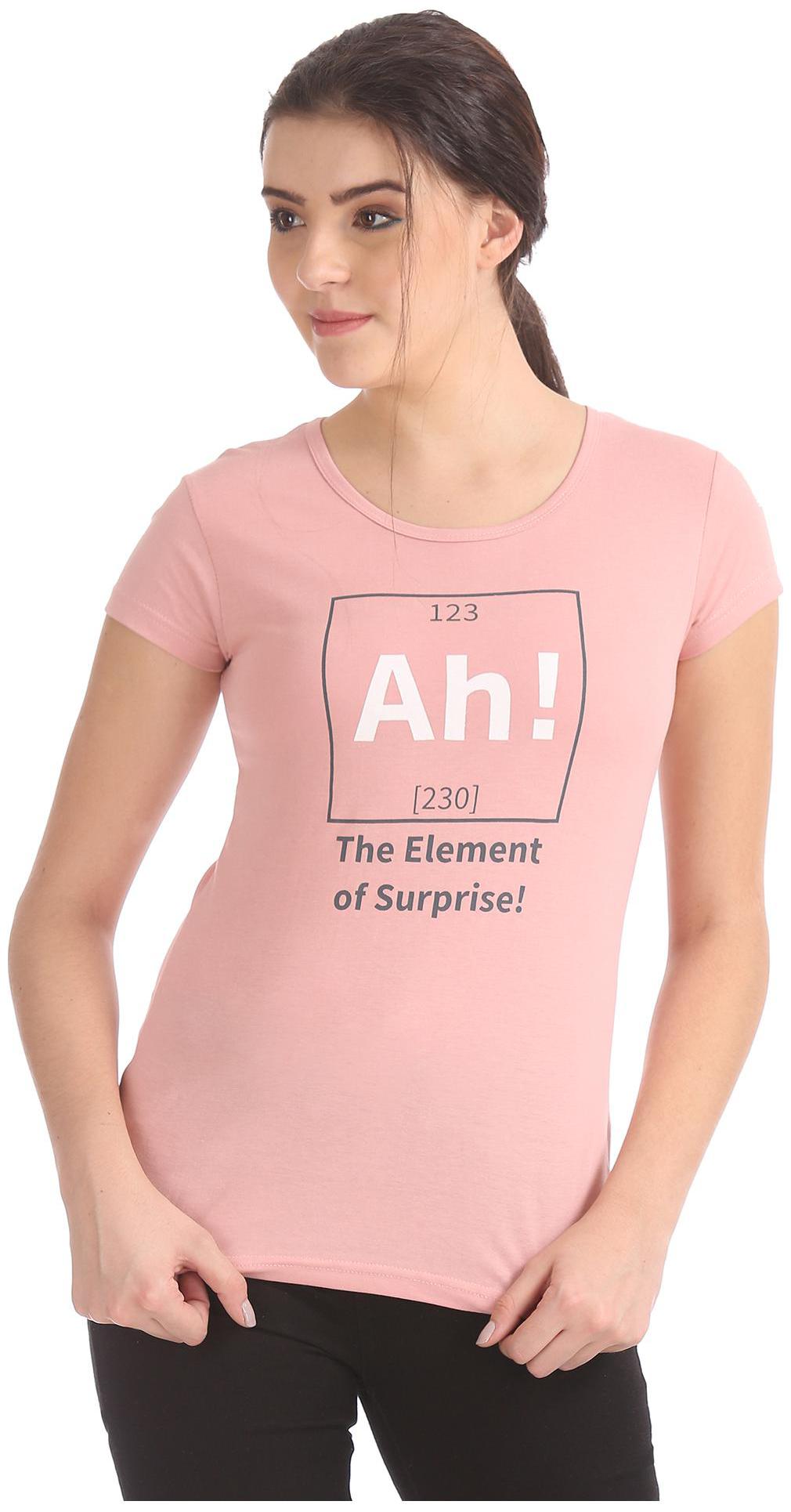 

SUGR Women Pink Regular fit Round neck Cotton T shirt