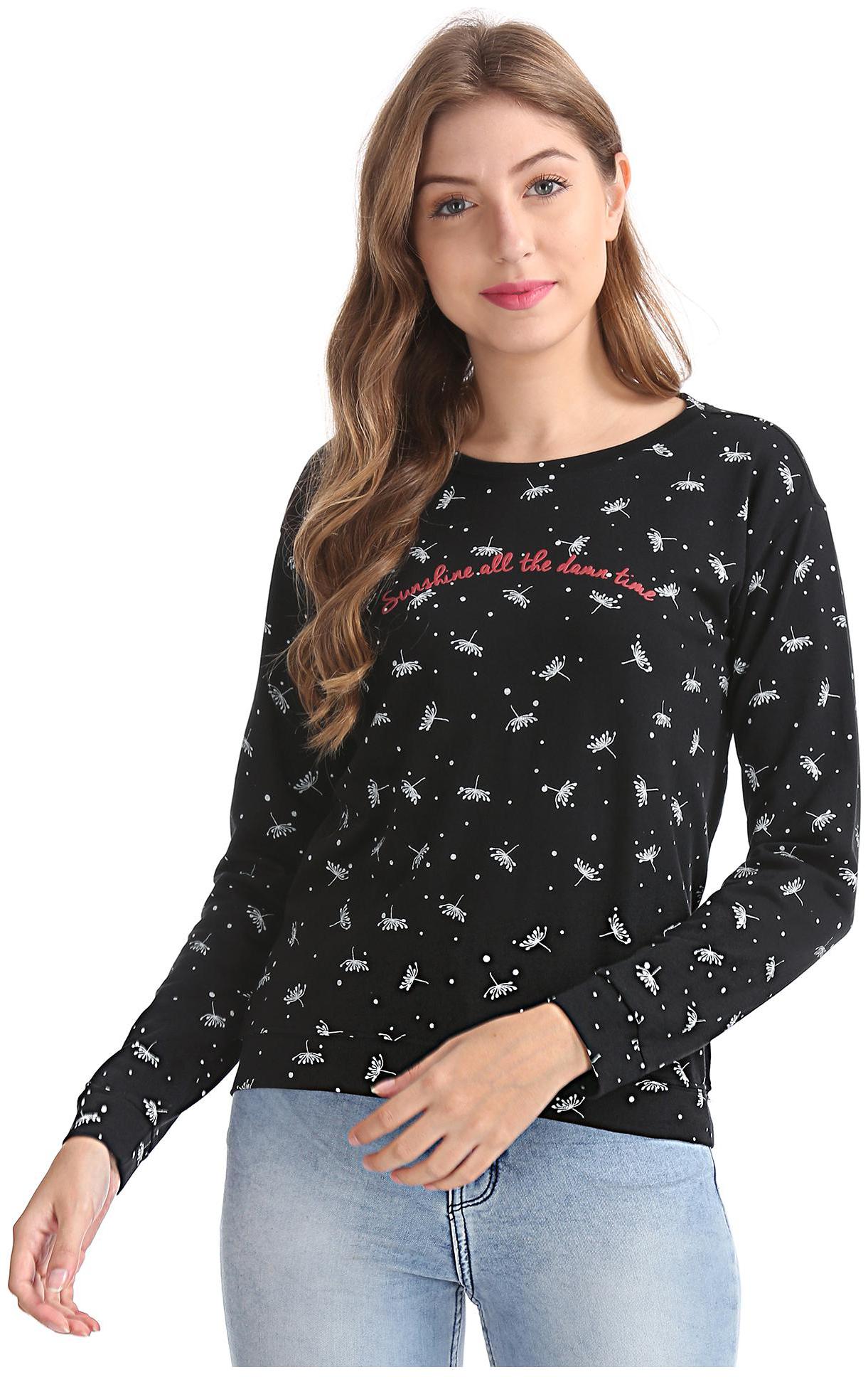 

SUGR Women Printed Sweatshirt - Black