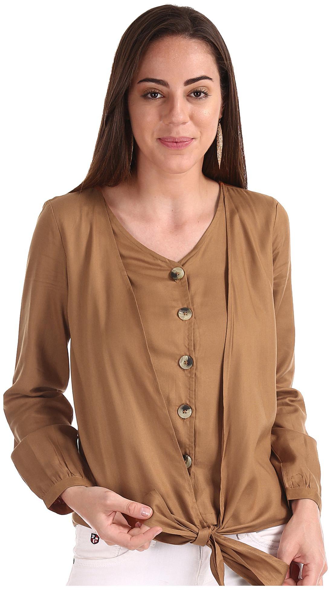 

SUGR Women Solid Regular top - Brown