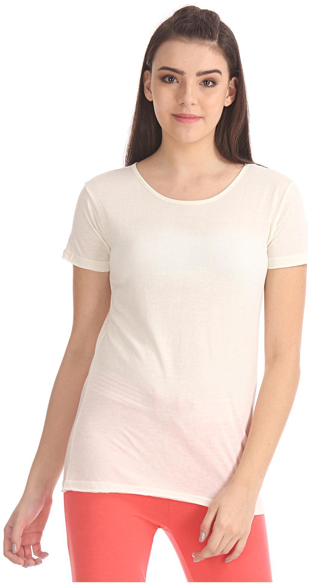 

SUGR Women White Regular fit Round neck Cotton T shirt