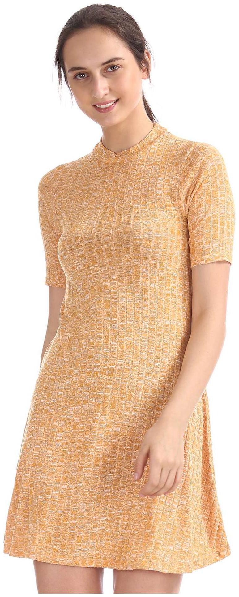 

SUGR Yellow Solid Fit flare dress