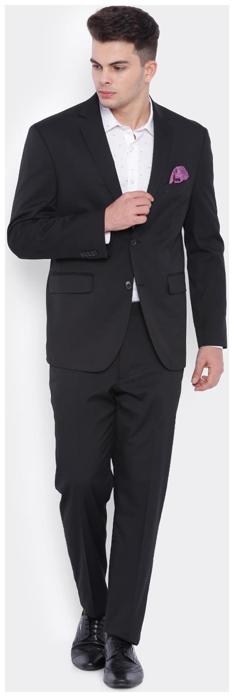 

SUITLTD Black PV Plain Regular Fit Suit