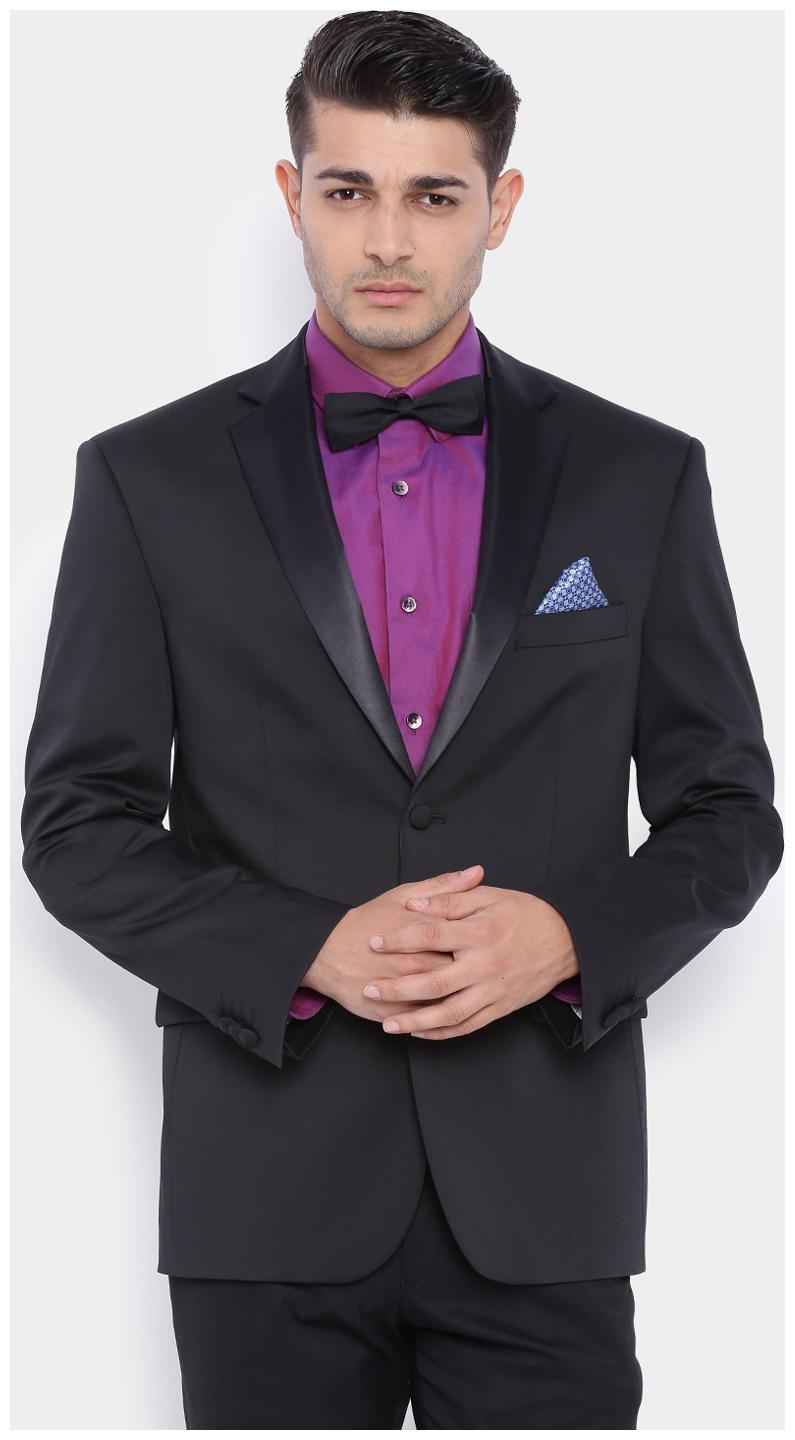 

Suitltd Black Solid Regular Fit Tuxedo Jacket