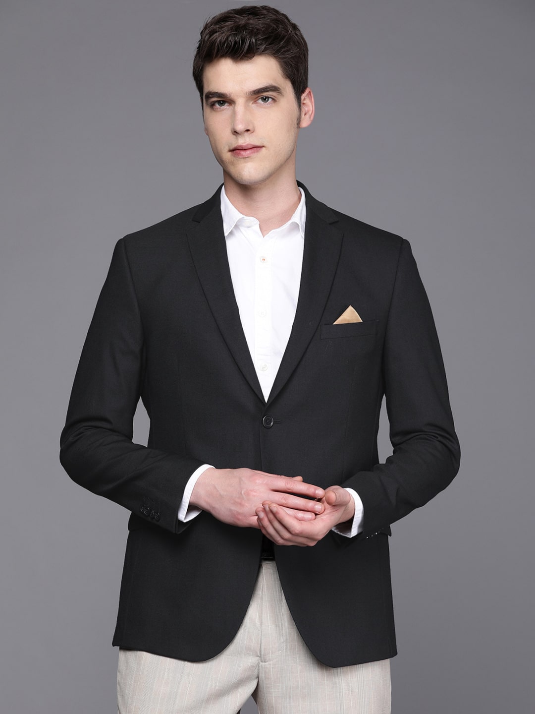 

SUITLTD Men Blue Textured Slim fit Single Breasted Blazer