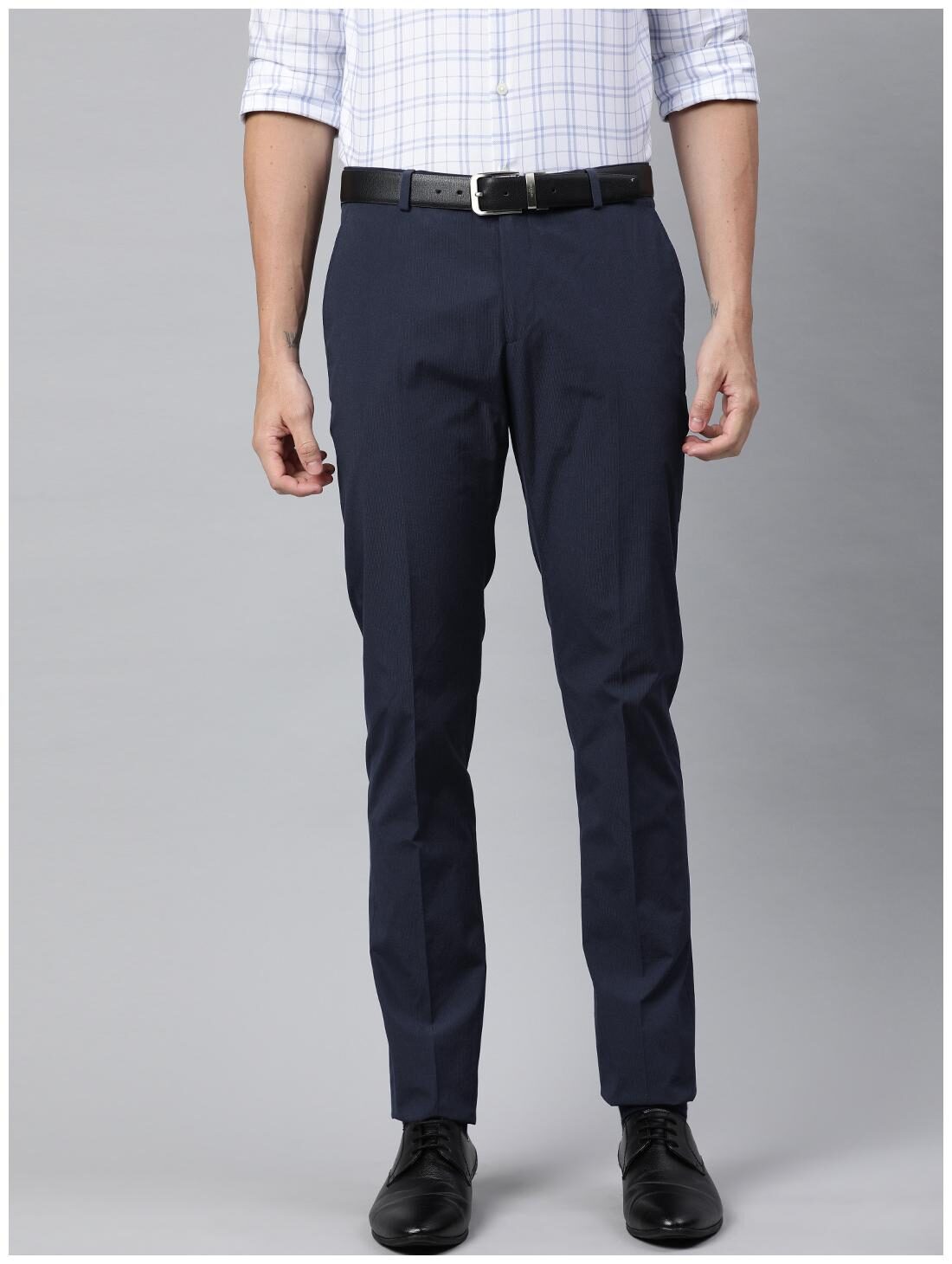 

SUITLTD Men Solid Slim Fit Formal Trouser - Navy Blue