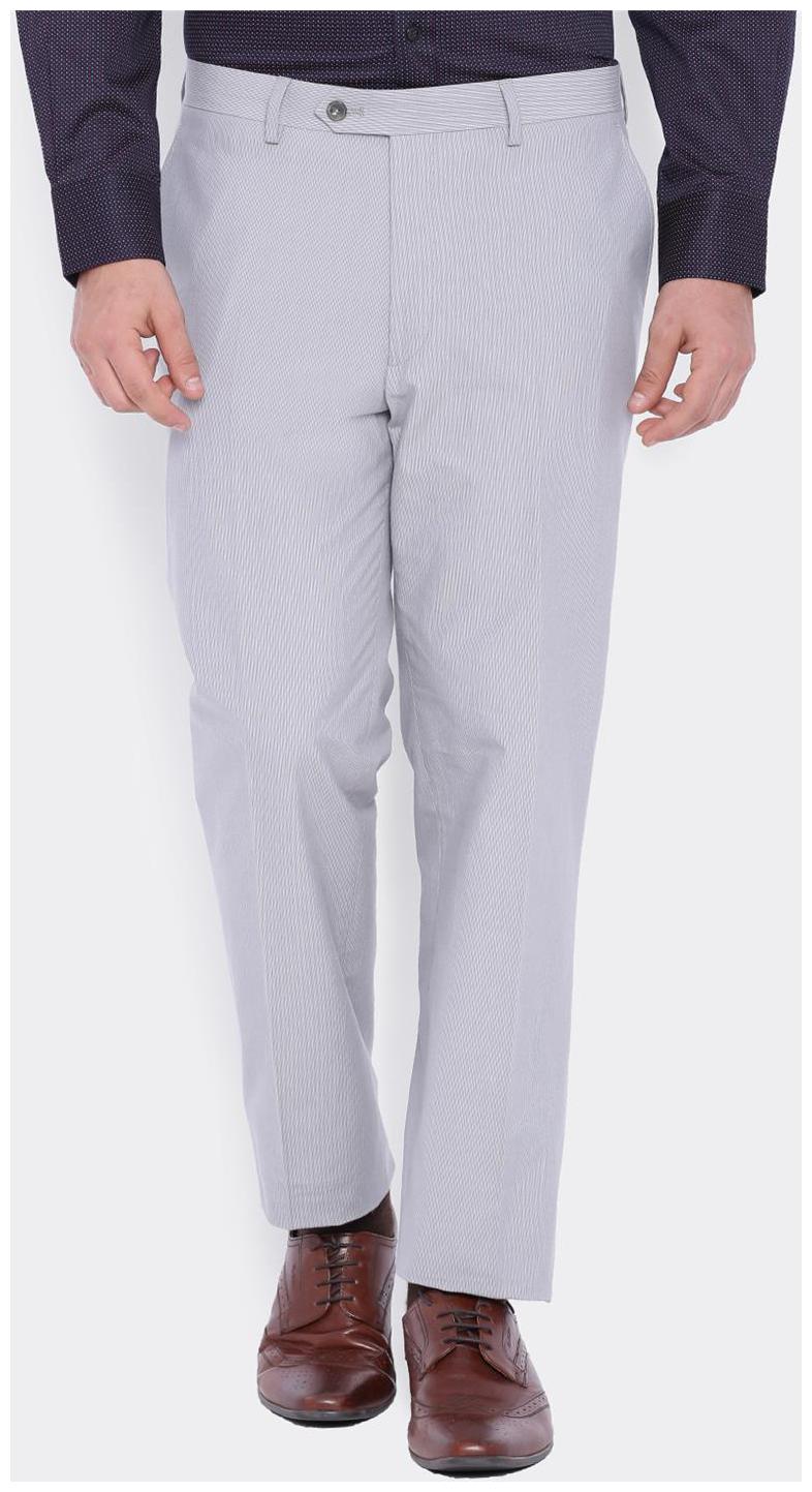 

SUITLTD Men Striped Slim Fit Formal Trouser - Grey