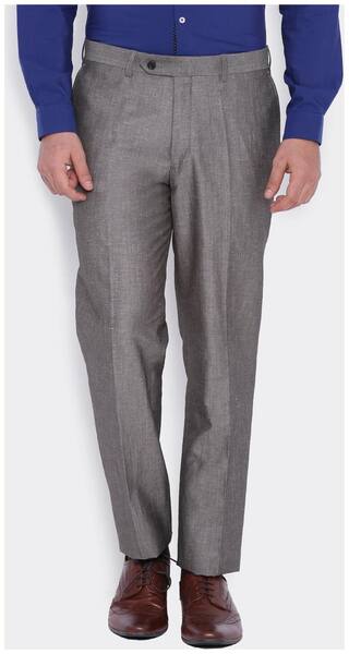 SUITLTD Men Solid Slim Fit Formal Trouser - Grey