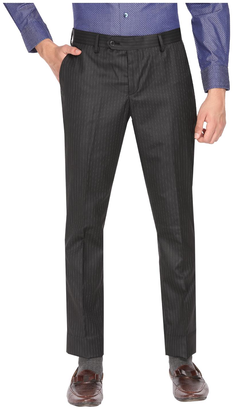 

SUITLTD Men Striped Slim Fit Formal Trouser - Black