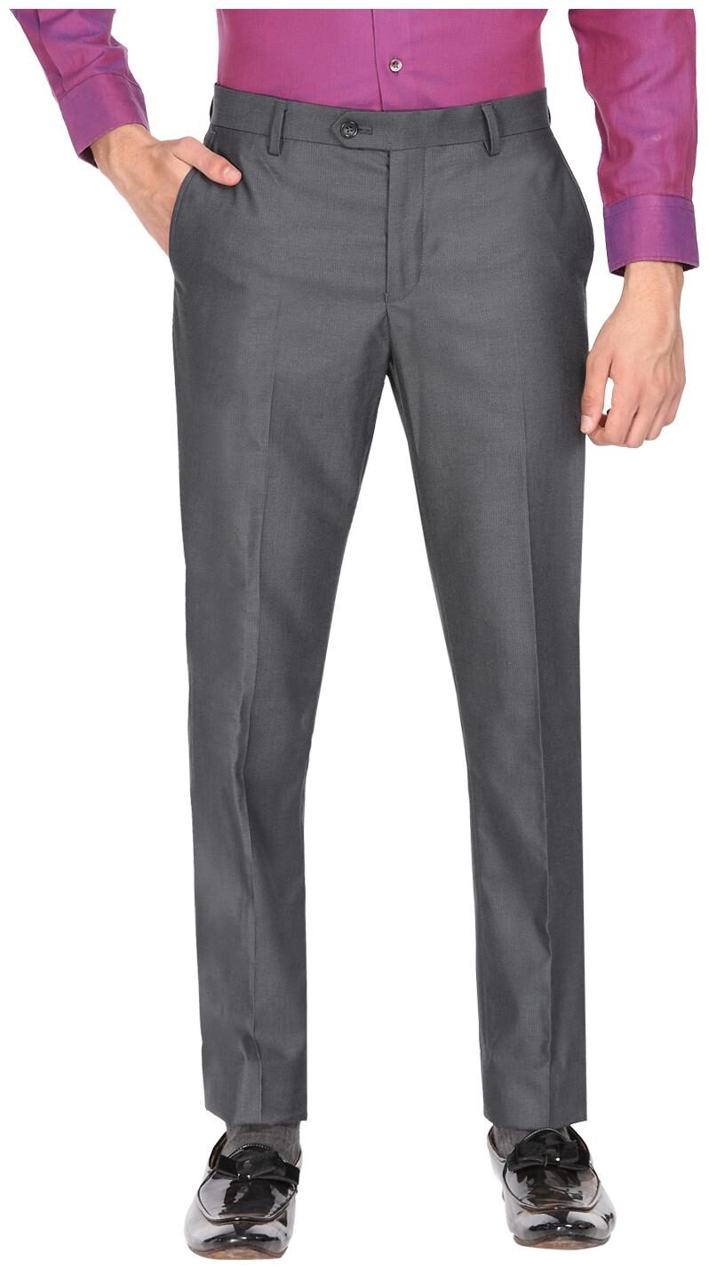 

SUITLTD Men Striped Slim Fit Formal Trouser - Grey